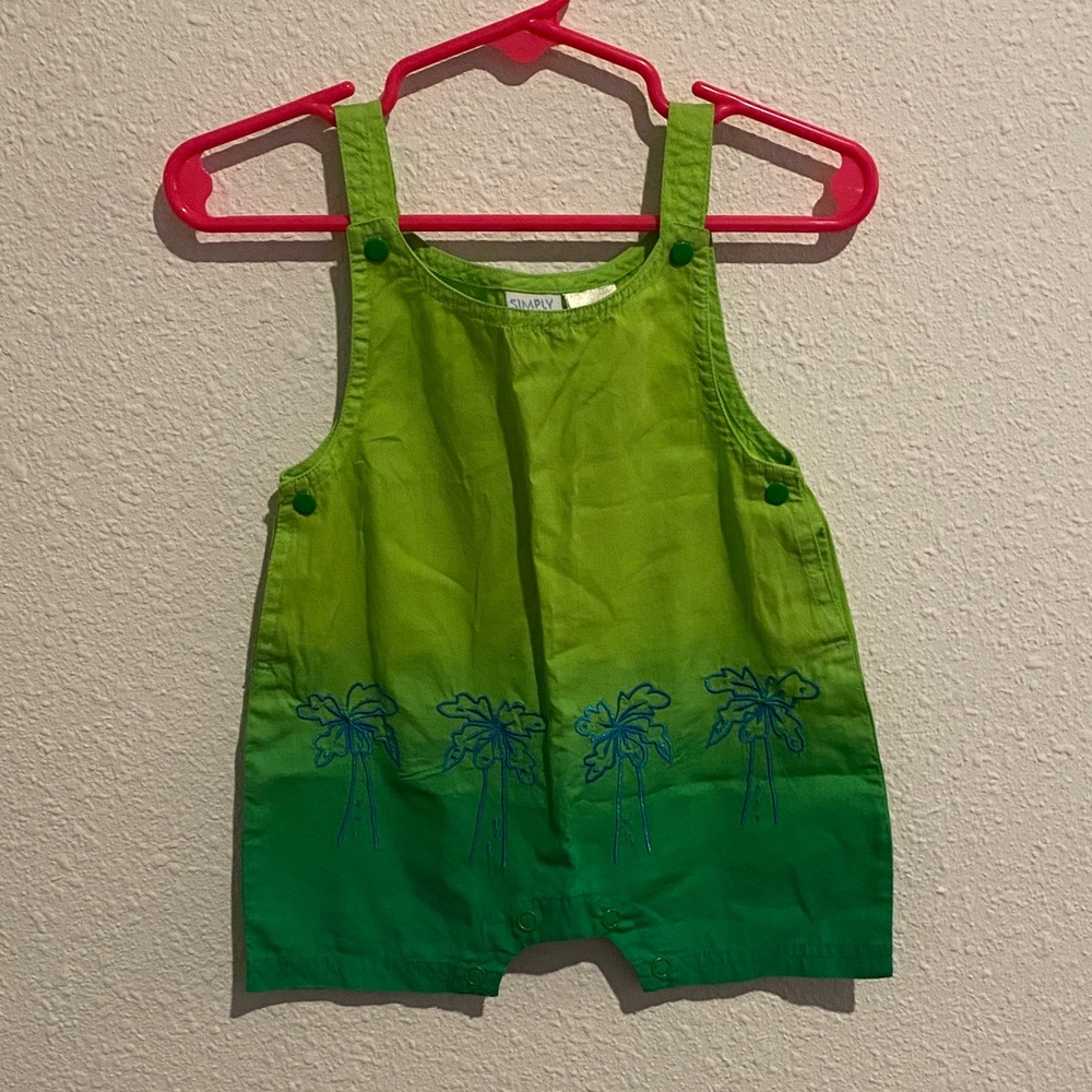 Green Ombre Palm-Print Baby One-Piece Romper